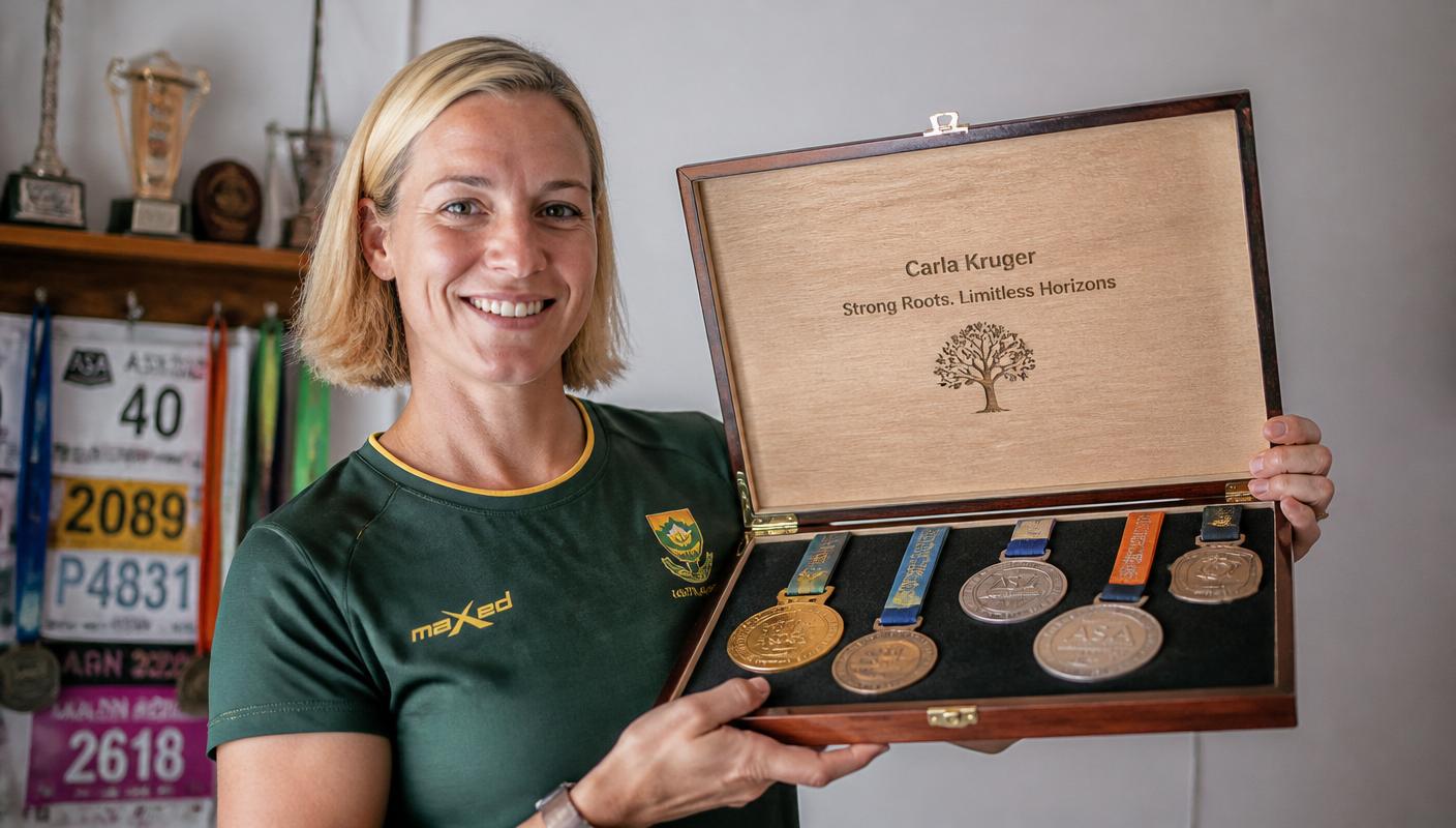 Athlete with personalized medal box